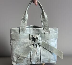 Roberta Gandolfi Women's MINT Green Leather Big Ribbon Tote Carryall Handbag